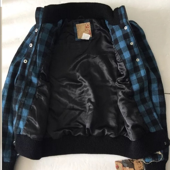 Black and blue checkered plaid BILLABONG jacket S - Picture 2 of 6